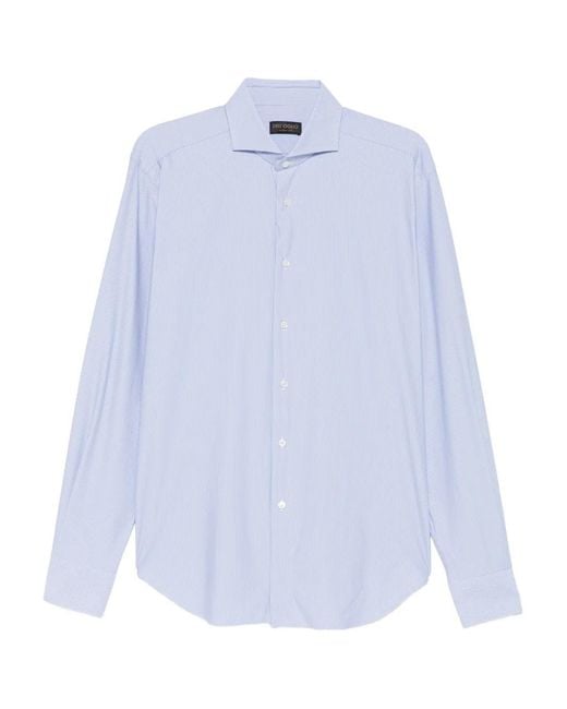 Dell'Oglio White Buttoned Striped Shirt for men