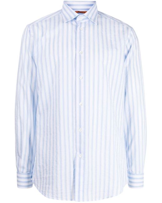 Barena Blue Striped Poplin Shirt for men