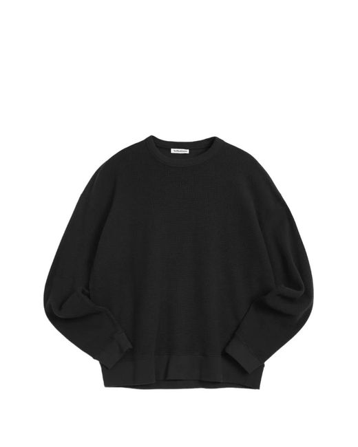 YMC Black Versatile Crew-Neck Waffle Sweatshirt for men