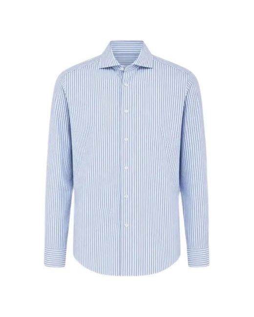 BASTONCINO Blue Vertical-Stripe Long-Sleeve Shirt for men