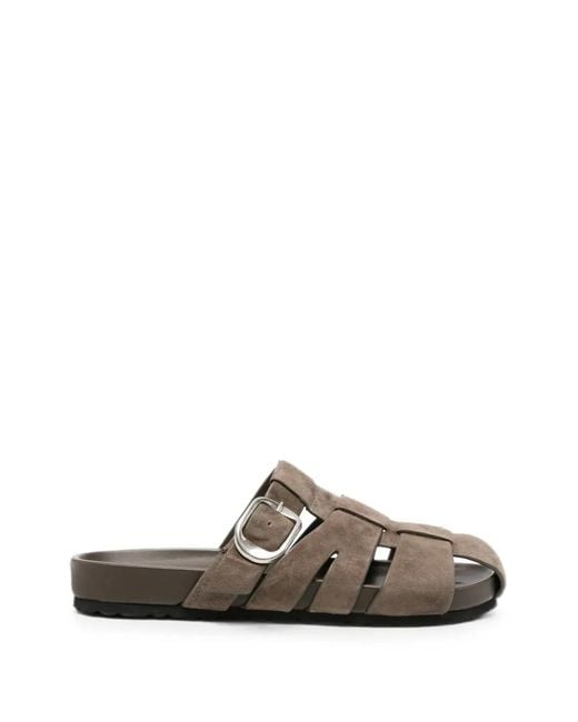 SERGIO MORETTI FIRENZE Brown Buckle-Fastening Caged Sandals