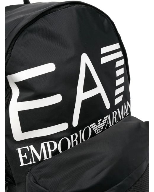 EA7 Black Logo-Print Backpack