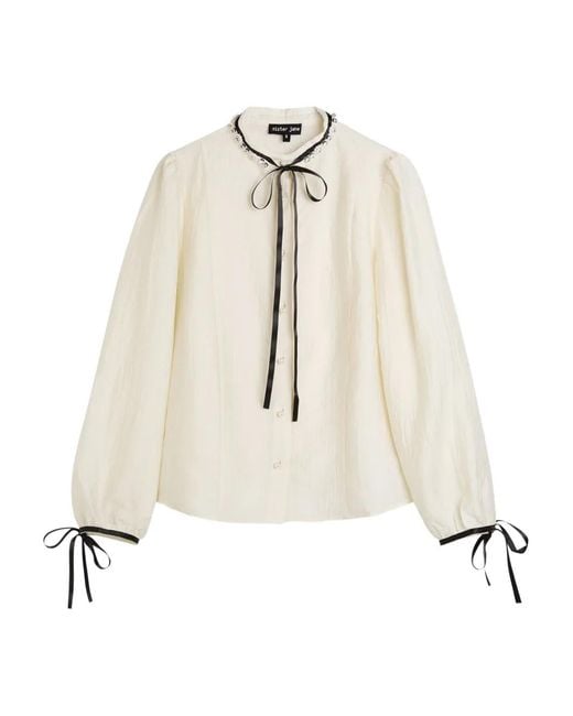 Sister Jane Natural Encore Embellished Woven Blouse