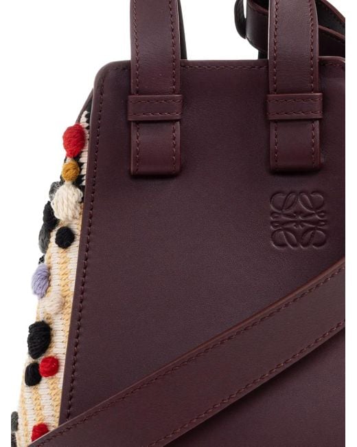 Loewe Purple Hammock Pom-Pom Leather Tote Bag