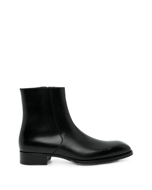Tom Ford Black Calf Leather Ankle Boots for men