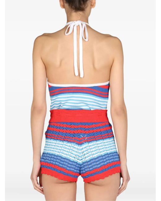 Gallo Blue Striped Halter-Neck Top