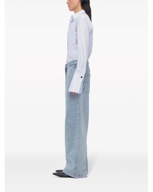 Another Tomorrow Blue Wide-Leg Jeans