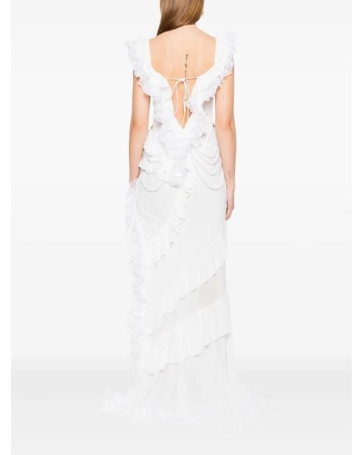 Abito Da Sera Con Spalle Scoperte di Rahil Hesan in White