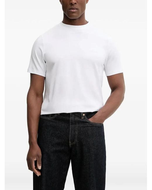 Karl Lagerfeld White Logo-Appliqué T-Shirt for men