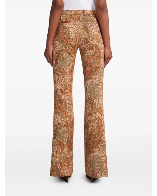 Etro Brown Paisley-Jacquard Trousers
