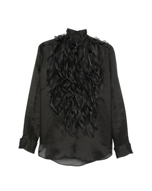 Viktor & Rolf Black Feather-Effect Long-Sleeve Shirt