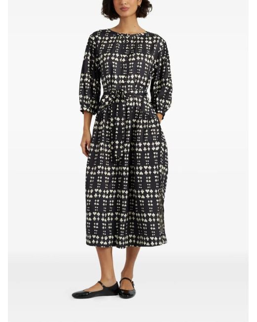Chinti Parker Women's Black Queen Of Hearts Printed Belted Midi