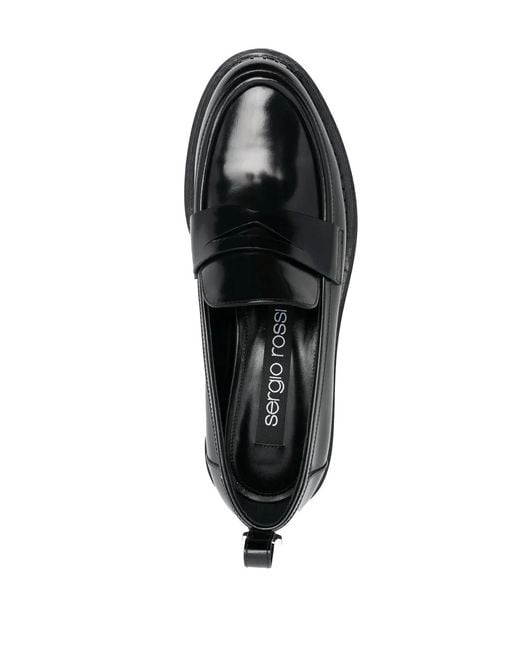 Sergio Rossi Black Jet Leather Slip-On Flats