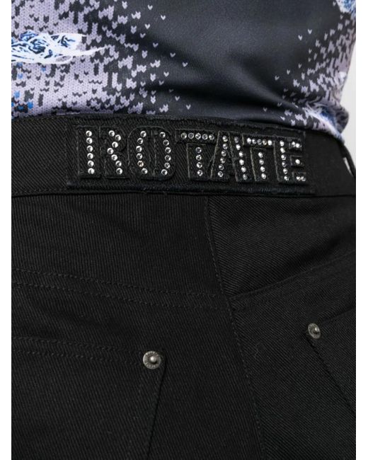 ROTATE BIRGER CHRISTENSEN Black Logo-Embellished Straight-Leg Jeans