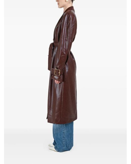 ROWEN ROSE Brown Manteau Croisé À Taille Ceinturée