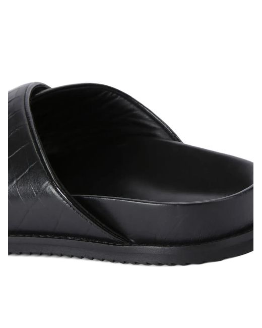 Kurt Geiger Black Baron Crocodile-Effect Slide Sandals for men