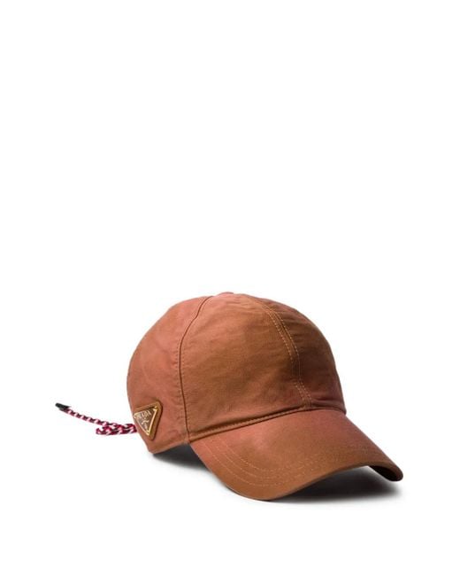 Prada Brown Baseballkappe mit Schnürung