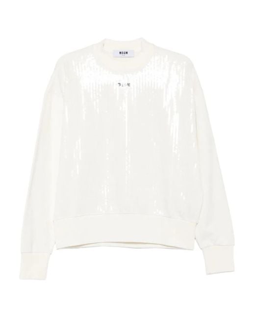 Sweat À Sequins Brodés MSGM en coloris White