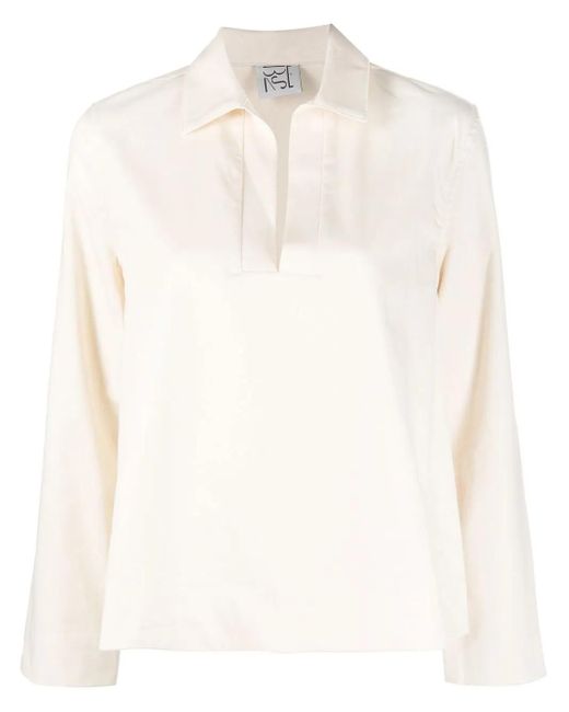 Baserange White Onda Collared Shirt