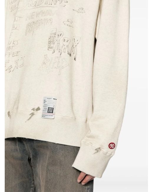 Maison Mihara Yasuhiro Natural Sketch-Print Distressed Jumper for men