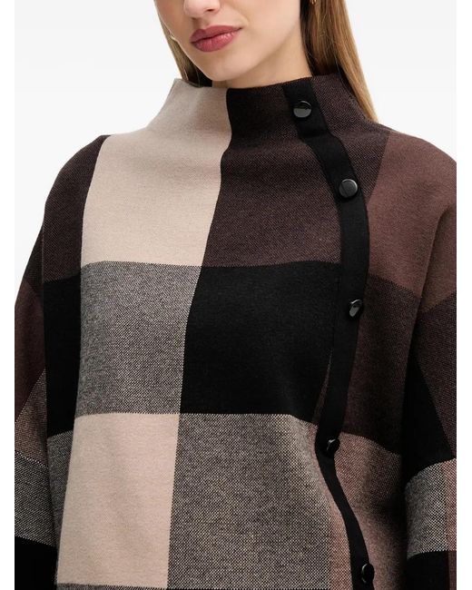 Joseph Ribkoff Black Check Button Sweater