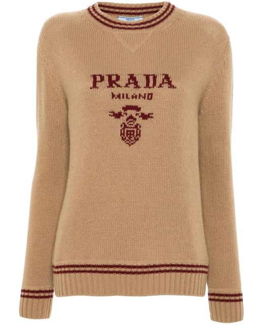 Jersey con logo en intarsia Prada de color Natural