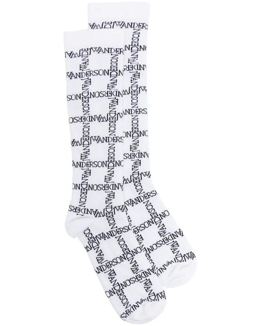J.W. Anderson White Chaussettes À Logo En Intarsia