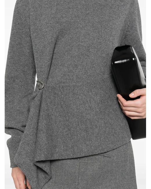 Jil Sander Gray Draped Panel Sweater