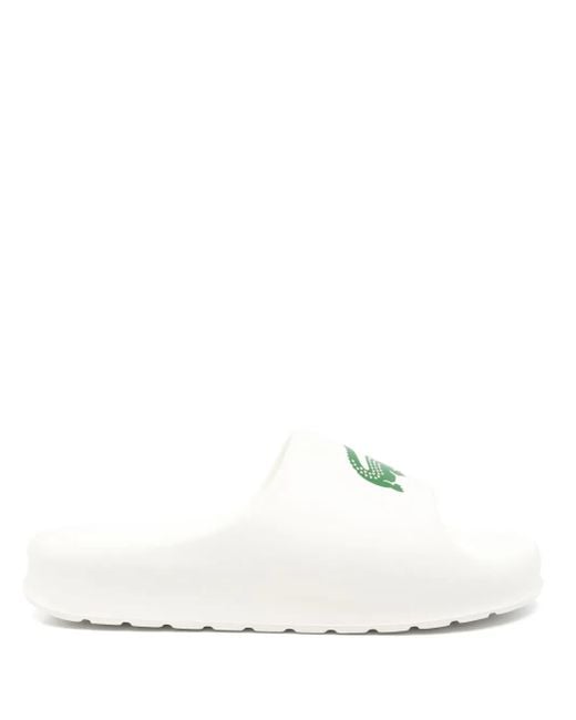 Lacoste White Logo-Print Slides for men