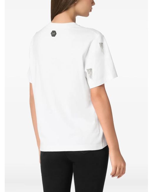 Philipp Plein White Fringed T-Shirt