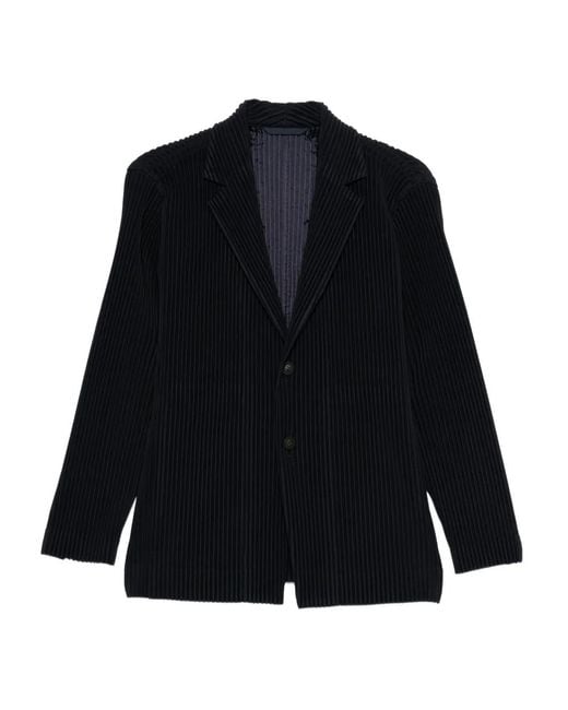 Homme Plissé Issey Miyake Blue Homme Plisse Issey Miyake Pleated Button Blazer for men