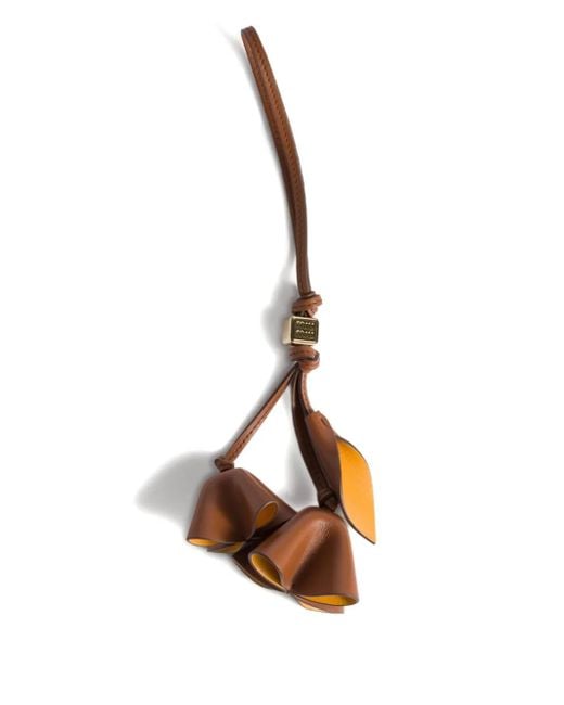 Miu Miu Brown Flower Leather Keyring