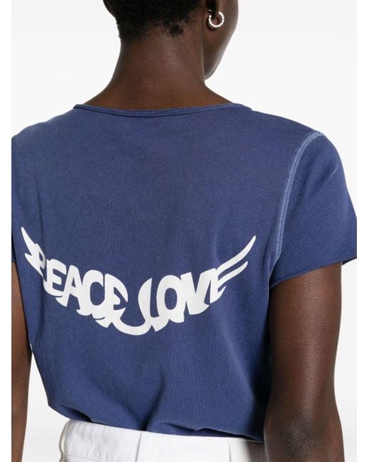 Zadig & Voltaire T-shirt Van Biologisch Katoen in het Blue