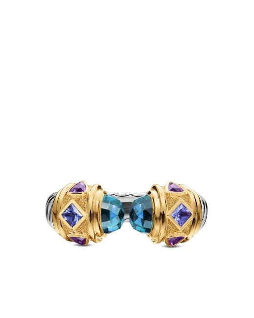 Anillo Renaissance en oro amarillo de 14 ct y plata de ley con gemas David Yurman de color Blue