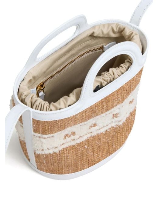 Marni White Small Tropicalia Logo-Embroidered Bucket Bag