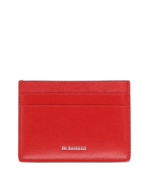Jil Sander Red Logo-Stamp Cardholder