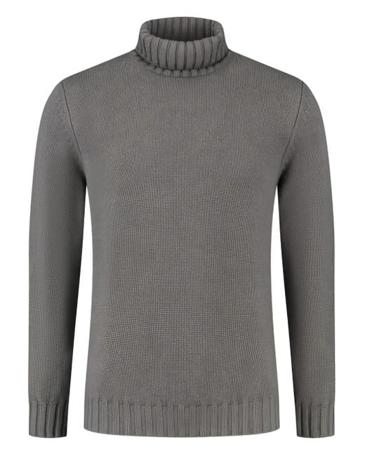 Doriani Gray Ribbed Roll-Neck Sweater for men