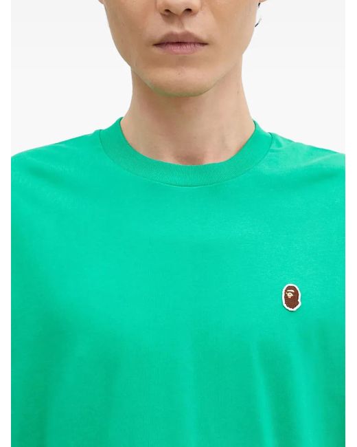 A Bathing Ape Green Logo-Appliqué Cotton T-Shirt for men