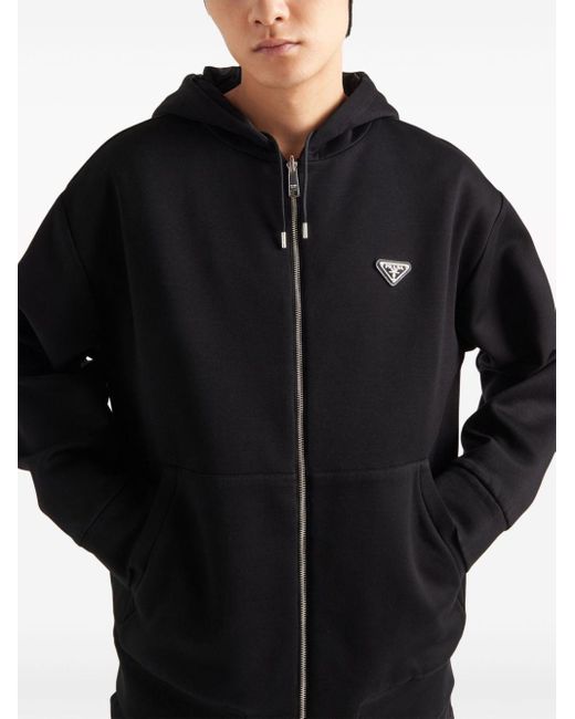 Prada Wendbare Jacke mit emailliertem Triangel-Logo in Black für Herren