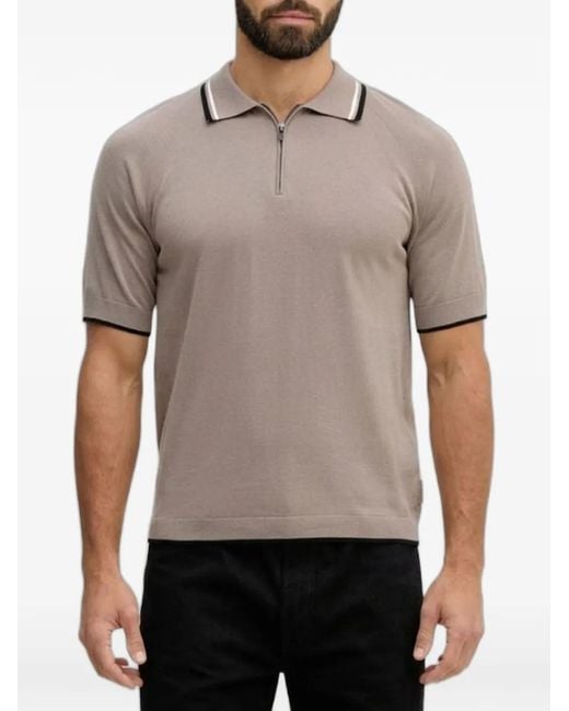 Emporio Armani Gray Zip-Fastening Polo Shirt for men