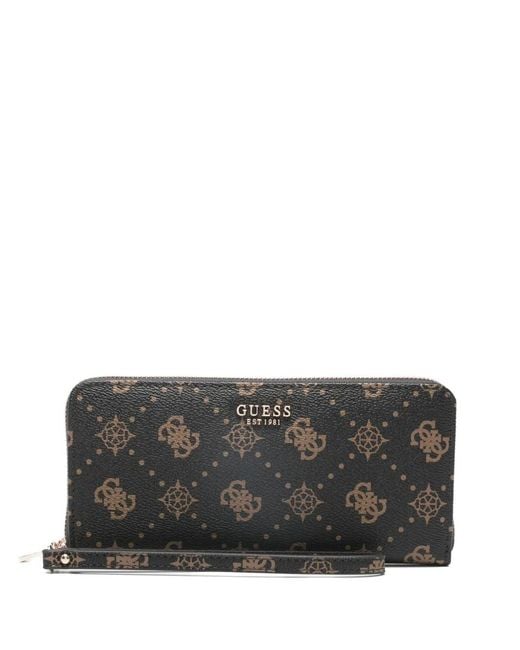 Guess Gray Carrie Monogram Zip Wallet