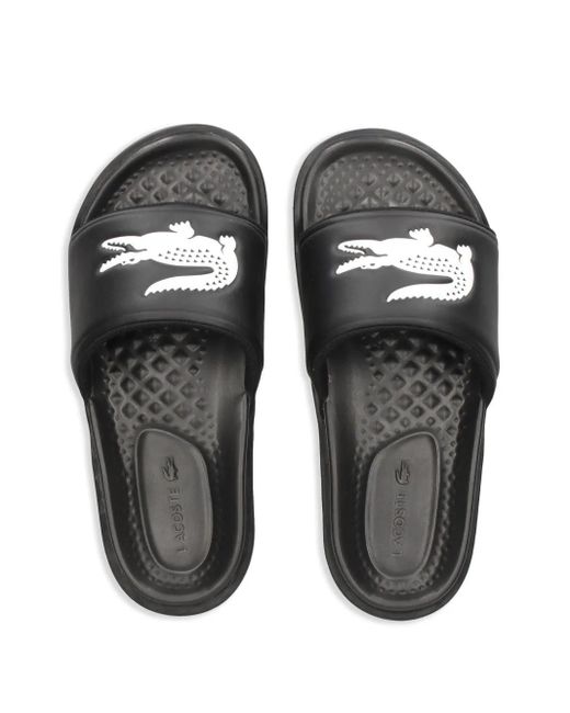Lacoste Black Logo-Print Slides for men