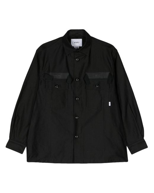 (w)taps Black Classic-collar Cotton Overshirt for men