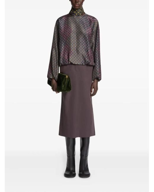 Dries Van Noten Purple Tailored Midi Skirt