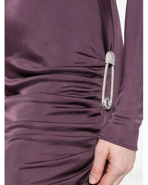 GIUSEPPE DI MORABITO Purple Drapiertes Abendkleid mit Schmucksteinen