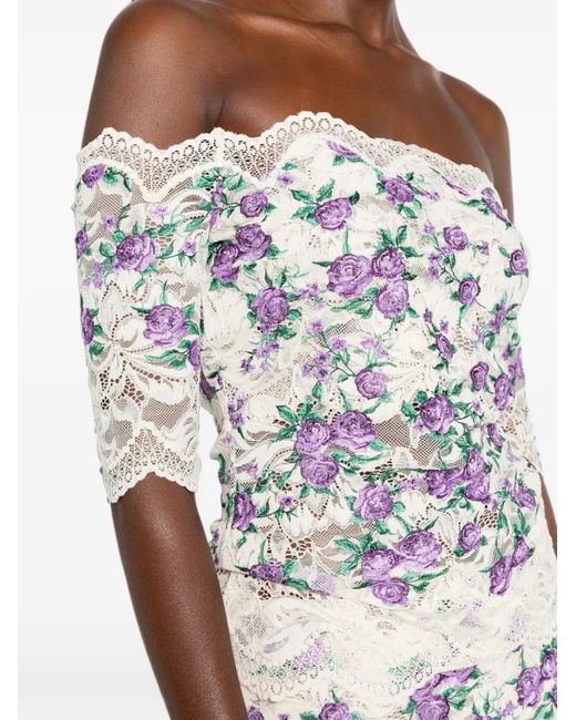 Rabanne White Embroidered Lace-Trim Top
