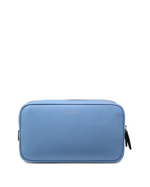 Trousse Da Bagno Con Doppia Zip di Smythson in Blue