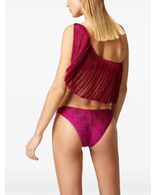 Missoni Pink One-Shoulder Fringed Bikini