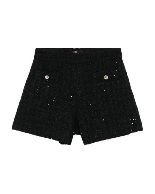 Maje Black Sequin-Embellished Tweed Shorts