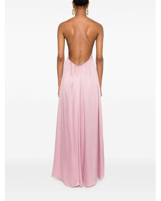 Zimmermann Pink Sensory Gathered Silk Maxi Dress
